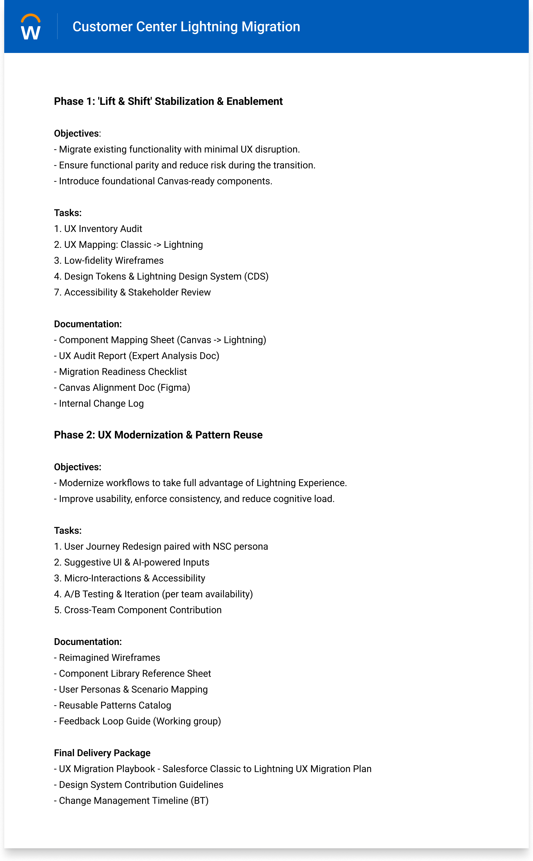 Alignment planning and migration phase breakdown