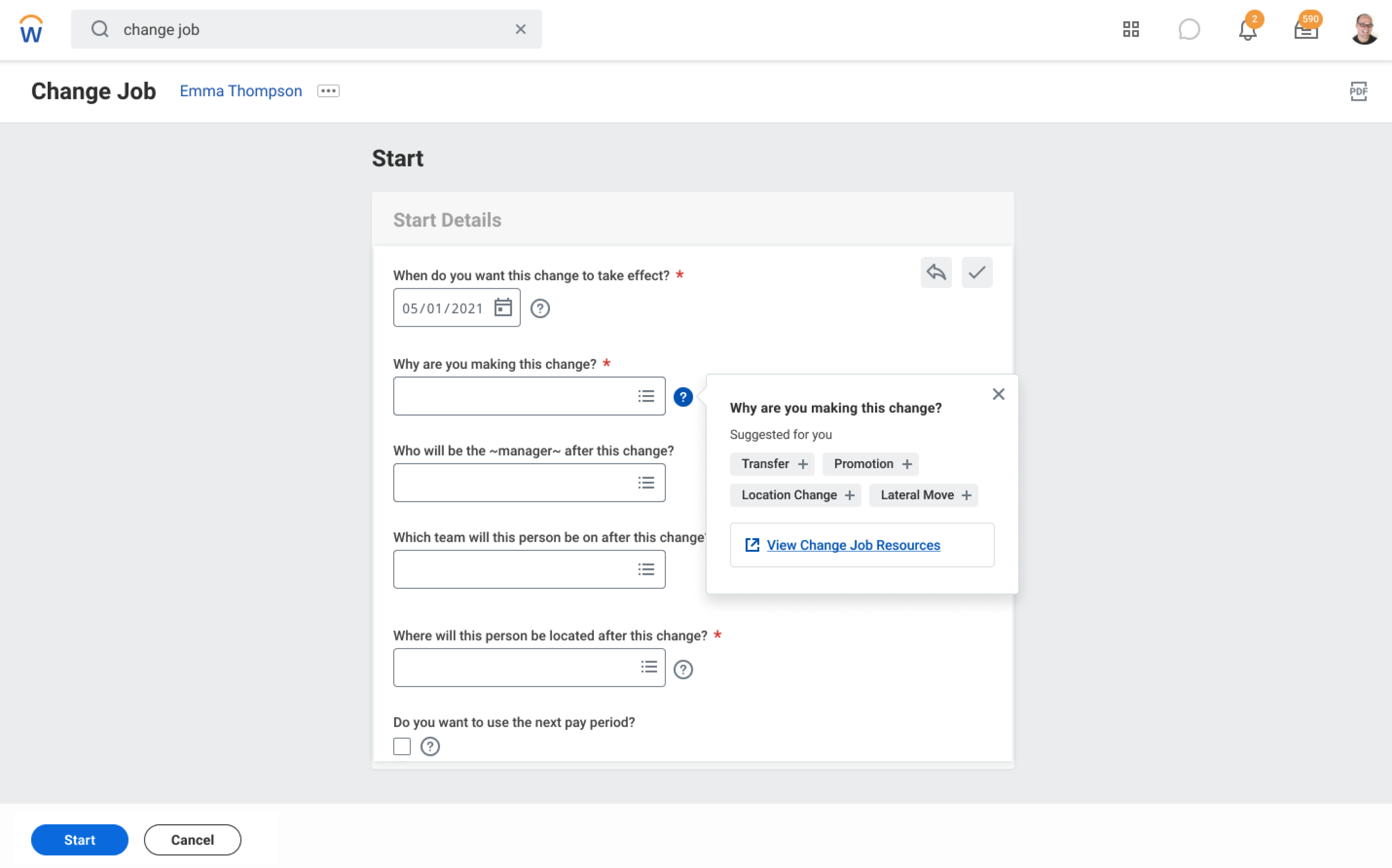 Prompt completion mock for quick tips