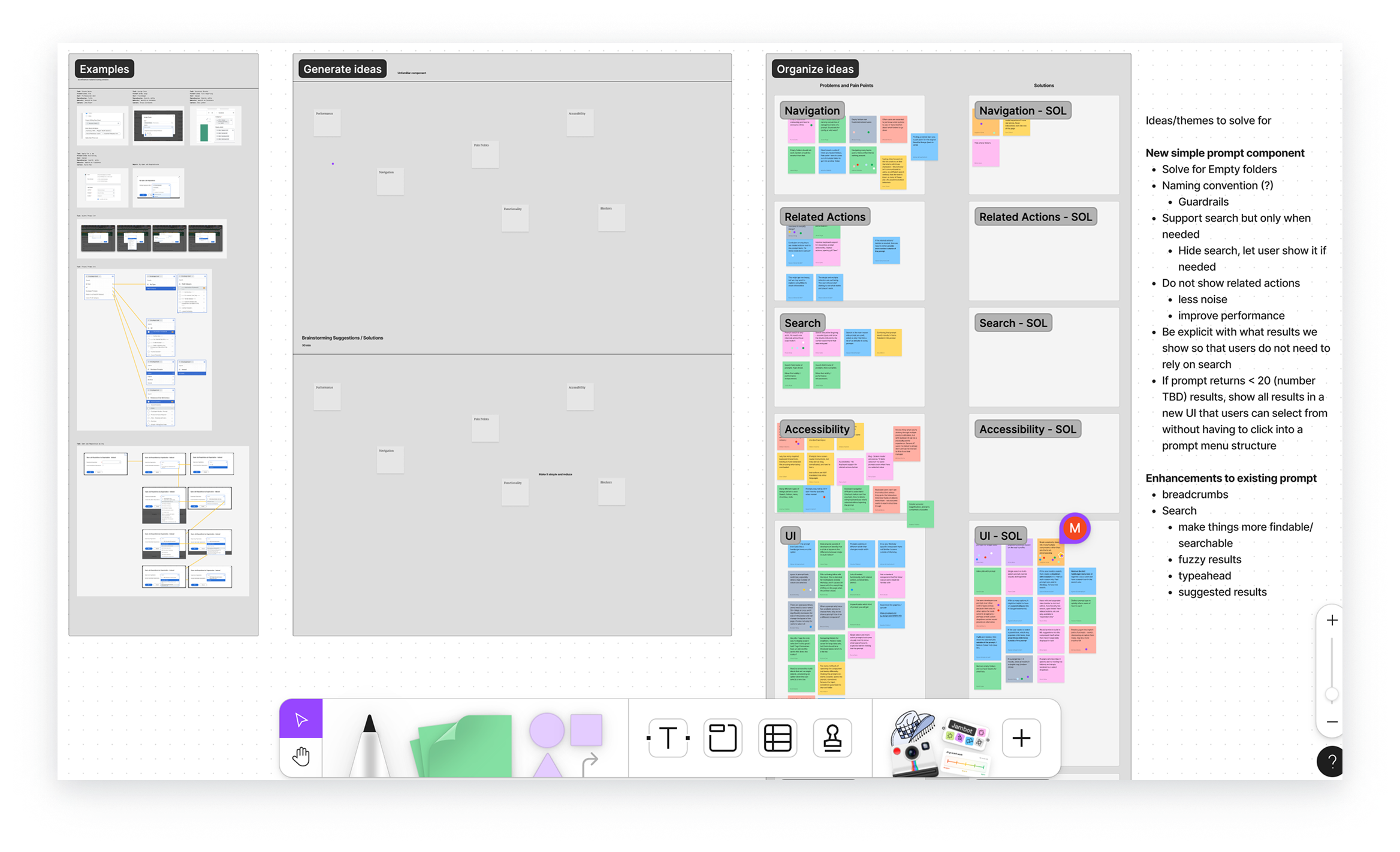 Workshop board used to frame selection duplication across teams